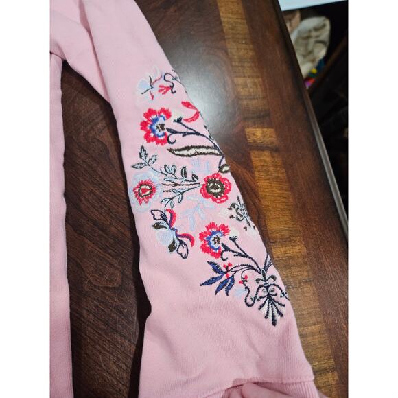 Talbots Womens L Petite Pink Embroidered Crewneck Sweatshirt Long Sleeves Lp - Picture 5 of 12